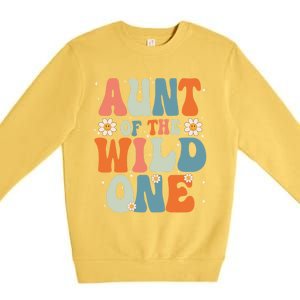 Cute Aunt Of The Wild One Birthday Family Matching Great Gift Premium Crewneck Sweatshirt