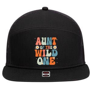 Cute Aunt Of The Wild One Birthday Family Matching Great Gift 7 Panel Mesh Trucker Snapback Hat