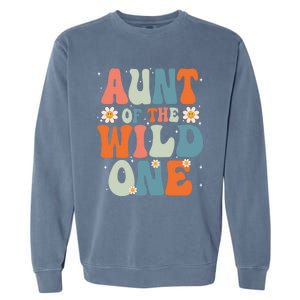 Cute Aunt Of The Wild One Birthday Family Matching Great Gift Garment-Dyed Sweatshirt