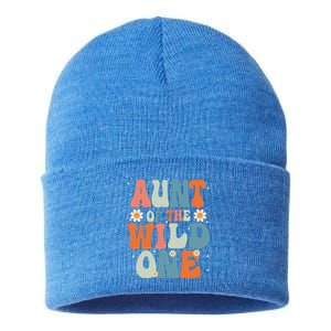 Cute Aunt Of The Wild One Birthday Family Matching Great Gift Sustainable Knit Beanie