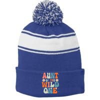 Cute Aunt Of The Wild One Birthday Family Matching Great Gift Stripe Pom Pom Beanie