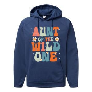 Cute Aunt Of The Wild One Birthday Family Matching Great Gift Performance Fleece Hoodie