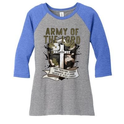 Camo Armor Of God Christians Religious Camouflage Gift Women's Tri-Blend 3/4-Sleeve Raglan Shirt