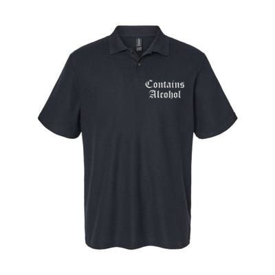 Contains Alcohol Old English Style Beer Wine Lover Softstyle Adult Sport Polo