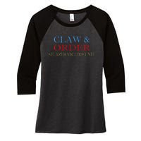 Claw And Order Seltzer Victims Unit Vintage Gift Women's Tri-Blend 3/4-Sleeve Raglan Shirt