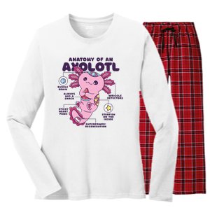 Cute Anatomy Of An Axolotl Axolotls Axolotl Lovers Gift Women's Long Sleeve Flannel Pajama Set 