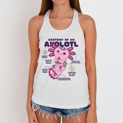 Cute Anatomy Of An Axolotl Axolotls Axolotl Lovers Gift Women's Knotted Racerback Tank