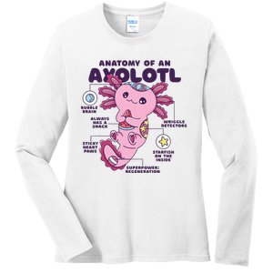 Cute Anatomy Of An Axolotl Axolotls Axolotl Lovers Gift Ladies Long Sleeve Shirt