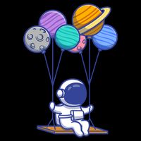 Cute Astronaut On Balloon Swing Cooling Performance Crew T-Shirt
