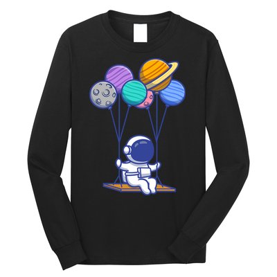 Cute Astronaut On Balloon Swing Long Sleeve Shirt