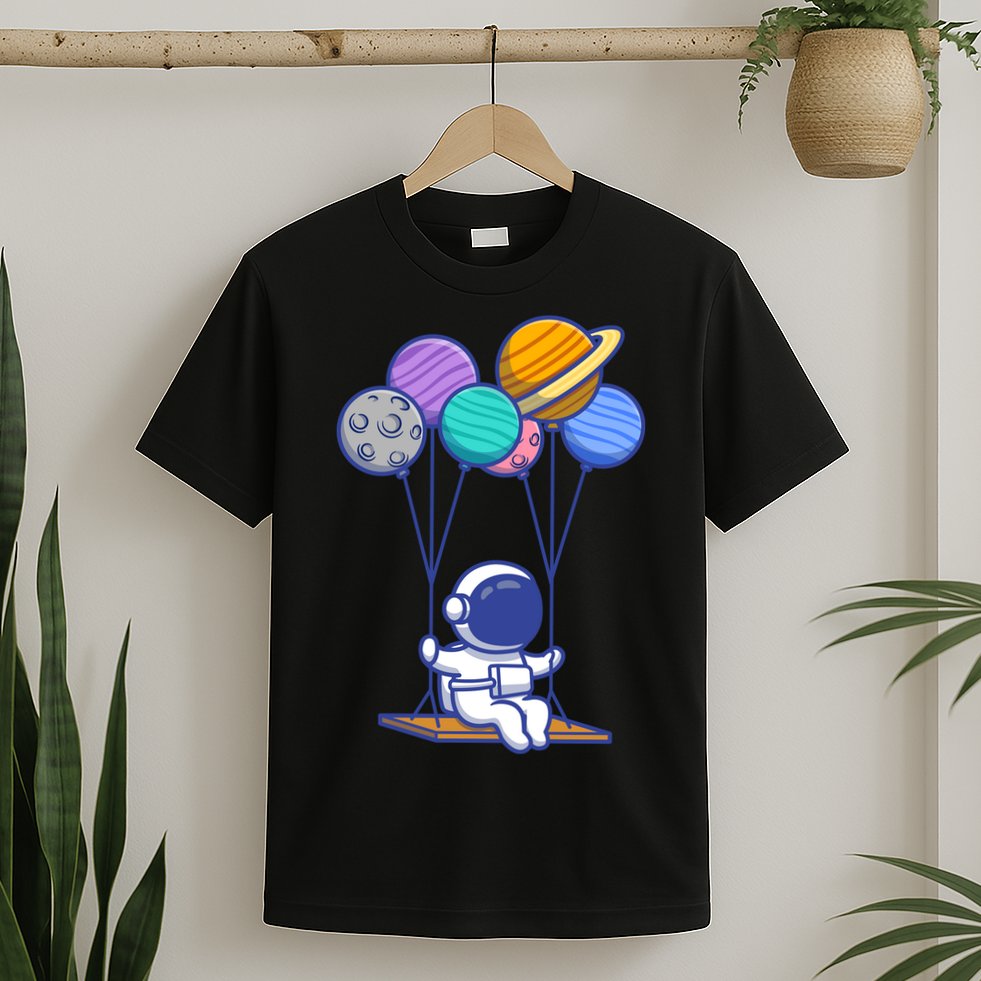 Cute Astronaut On Balloon Swing T-Shirt