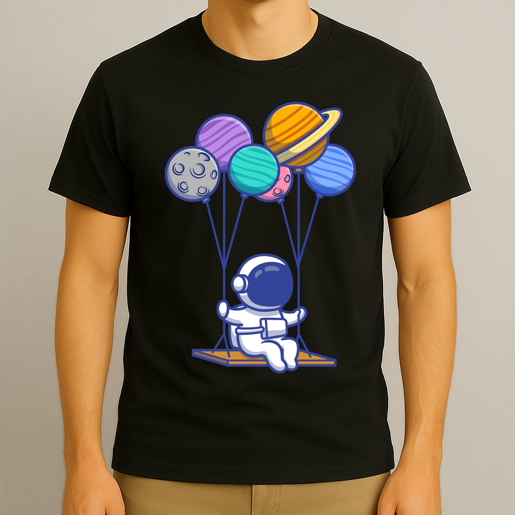 Cute Astronaut On Balloon Swing T-Shirt