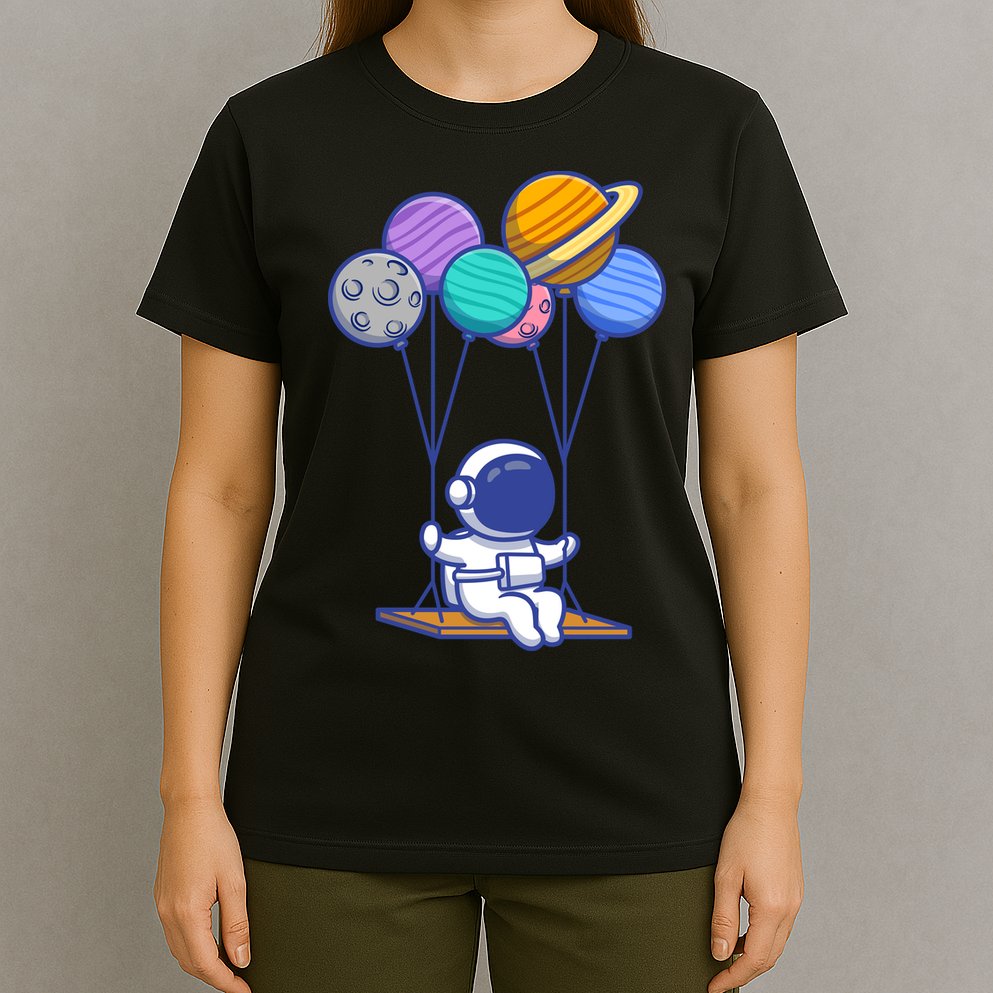 Cute Astronaut On Balloon Swing T-Shirt