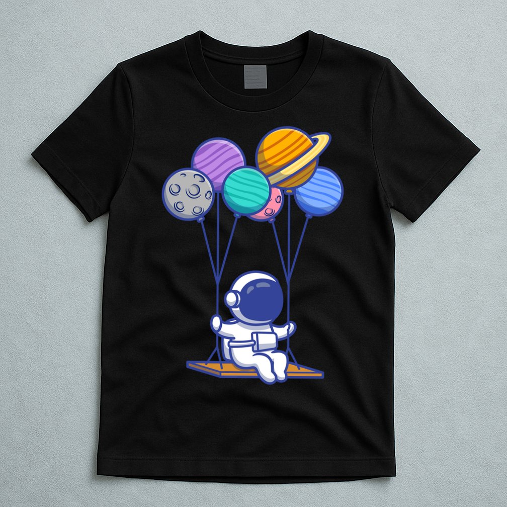 Cute Astronaut On Balloon Swing T-Shirt