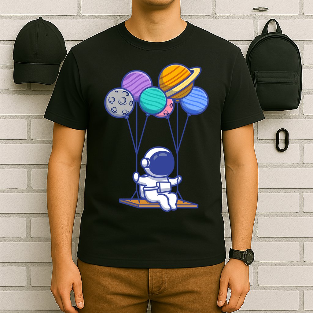 Cute Astronaut On Balloon Swing T-Shirt