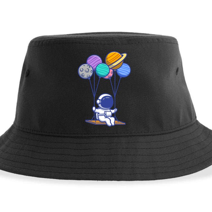 Cute Astronaut On Balloon Swing Sustainable Bucket Hat