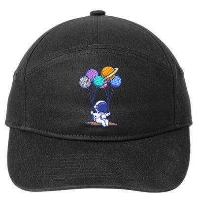Cute Astronaut On Balloon Swing 7-Panel Snapback Hat