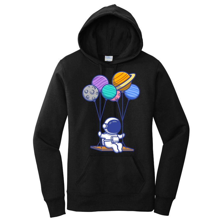 Cute Astronaut On Balloon Swing Women's Pullover Hoodie