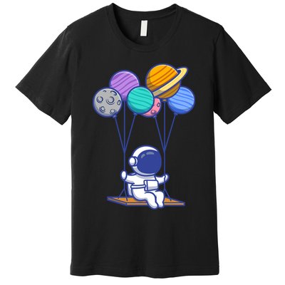 Cute Astronaut On Balloon Swing Premium T-Shirt