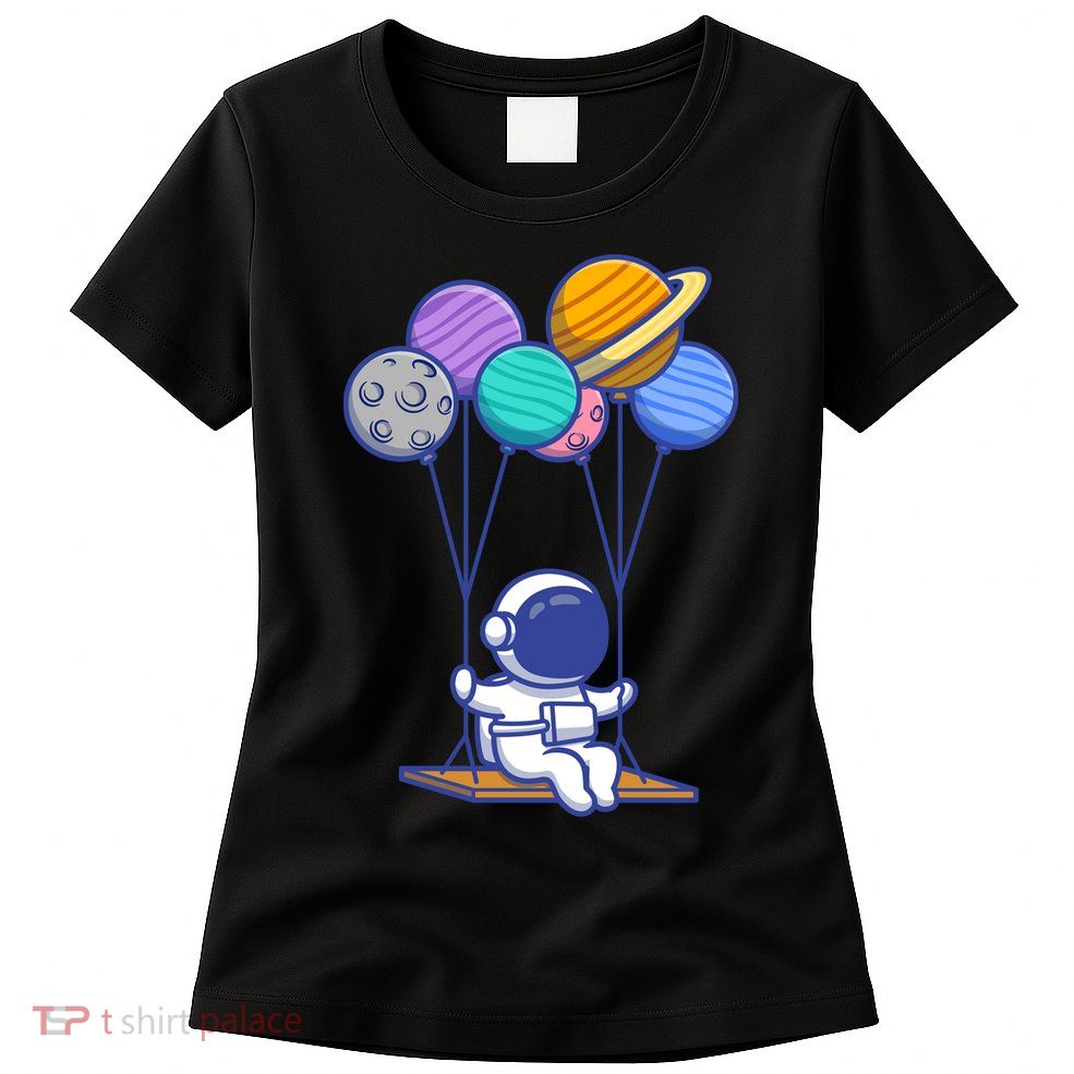 Cute Astronaut On Balloon Swing Womens T-Shirt