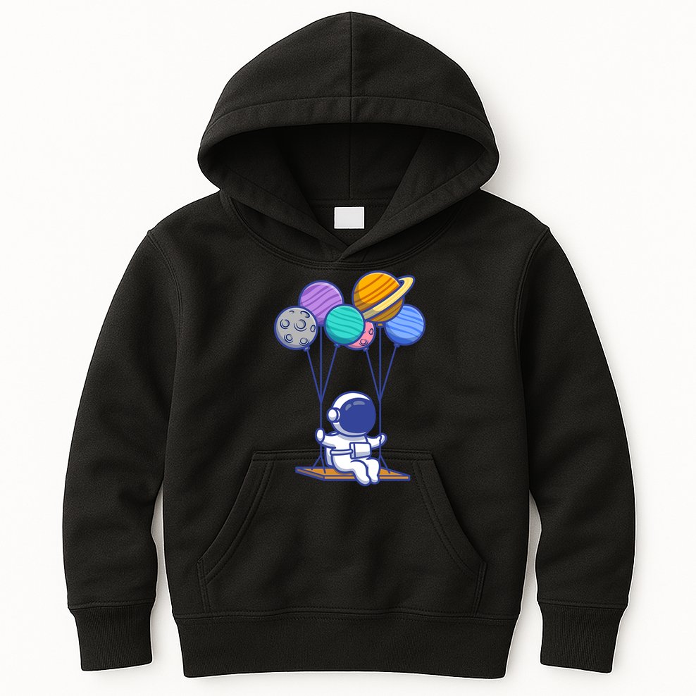 Cute Astronaut On Balloon Swing Kids Hoodie