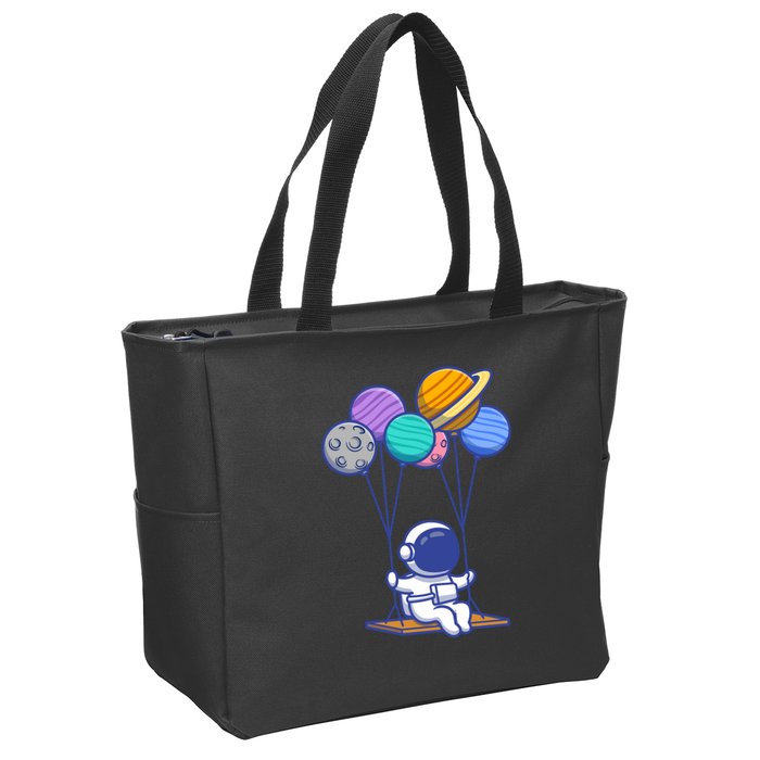 Cute Astronaut On Balloon Swing Zip Tote Bag