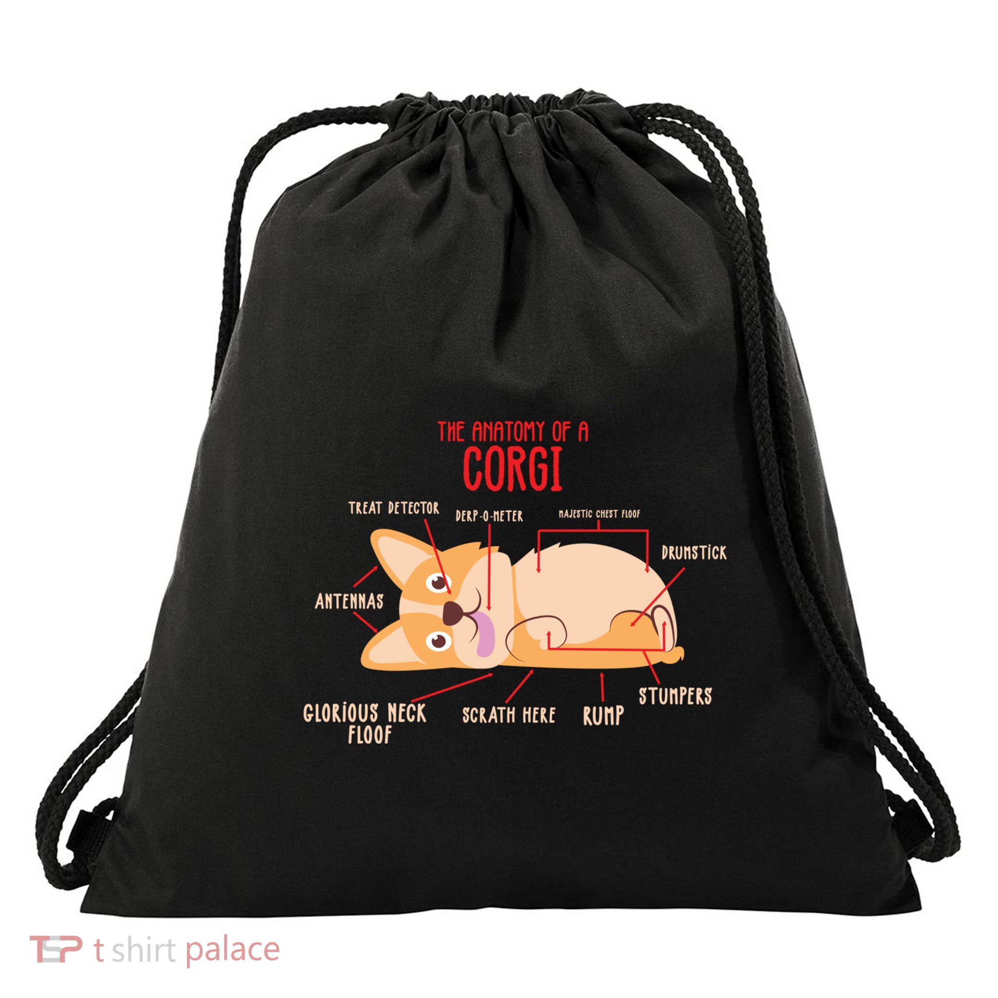 Corgi: Anatomy Of A Corgi Funny Dog Owner Gift Drawstring Bag