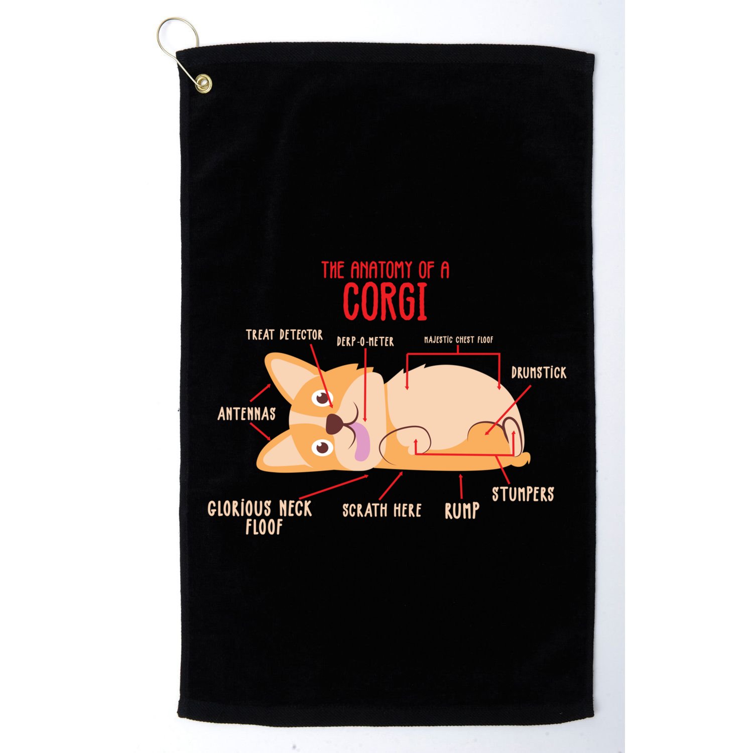 Corgi: Anatomy Of A Corgi Funny Dog Owner Gift Golf Towel