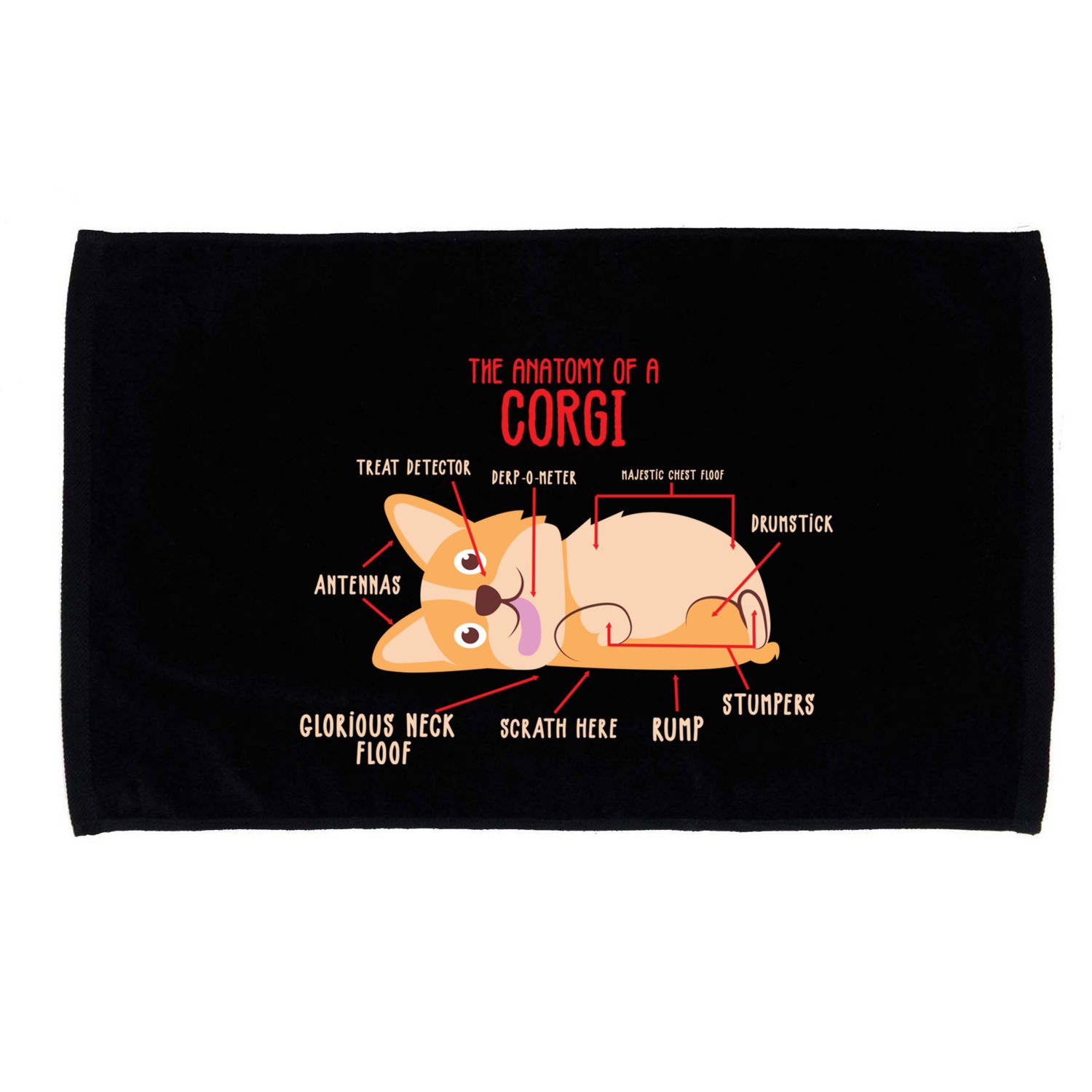 Corgi: Anatomy Of A Corgi Funny Dog Owner Gift Microfiber Hand Towel