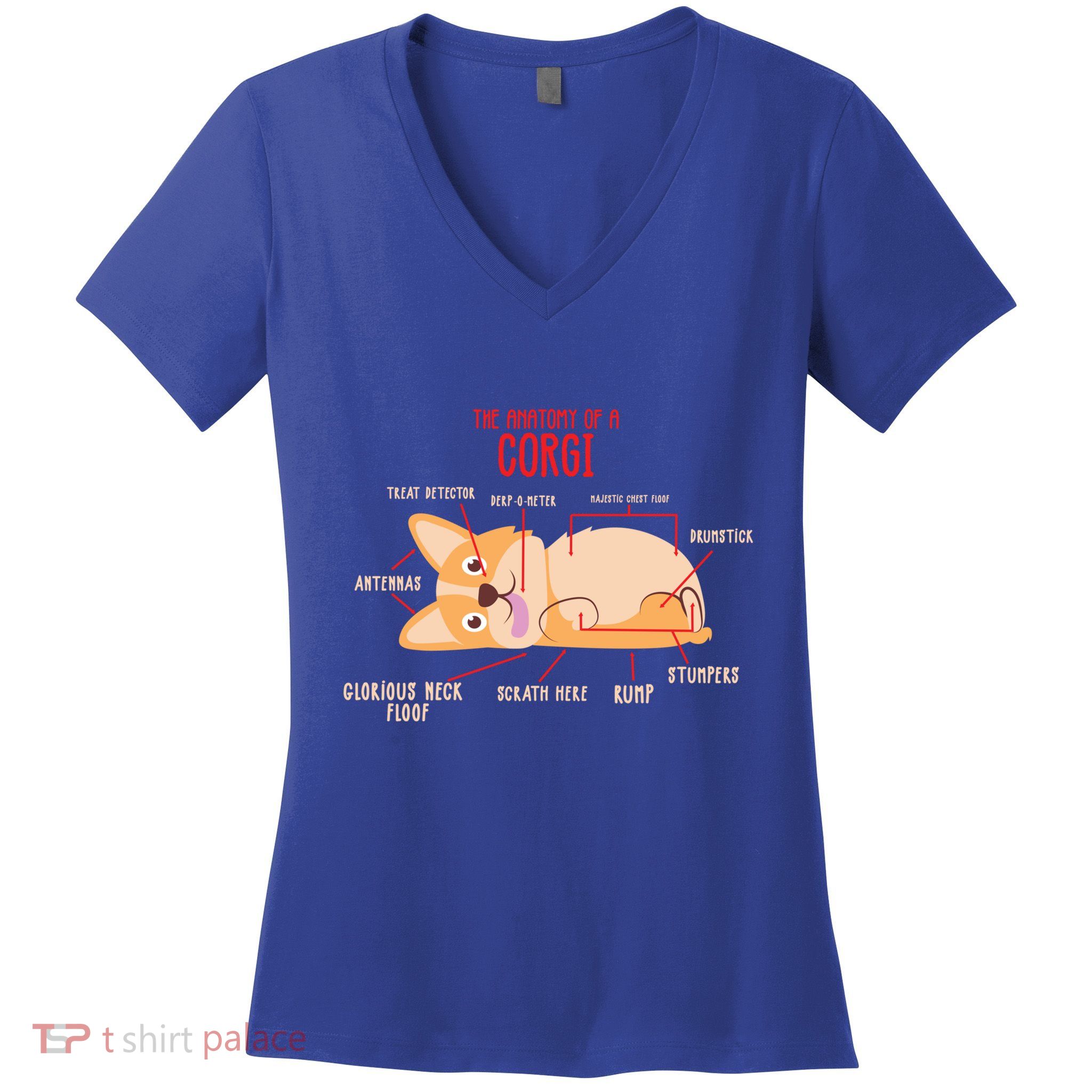 Corgi: Anatomy Of A Corgi Funny Dog Owner Gift Women's V-Neck T-Shirt