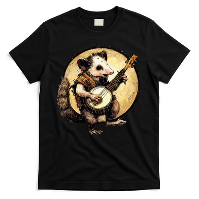 Cottagecore Aesthetic Opossum Playing Banjo Cottagecore Farm T-Shirt