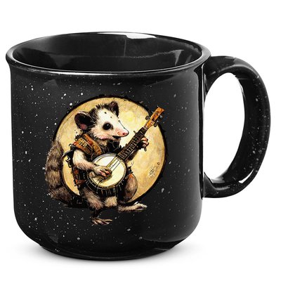 Cottagecore Aesthetic Opossum Playing Banjo Cottagecore Farm 15oz Campfire Ceramic Mug