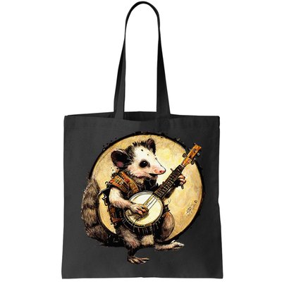 Cottagecore Aesthetic Opossum Playing Banjo Cottagecore Farm Bag