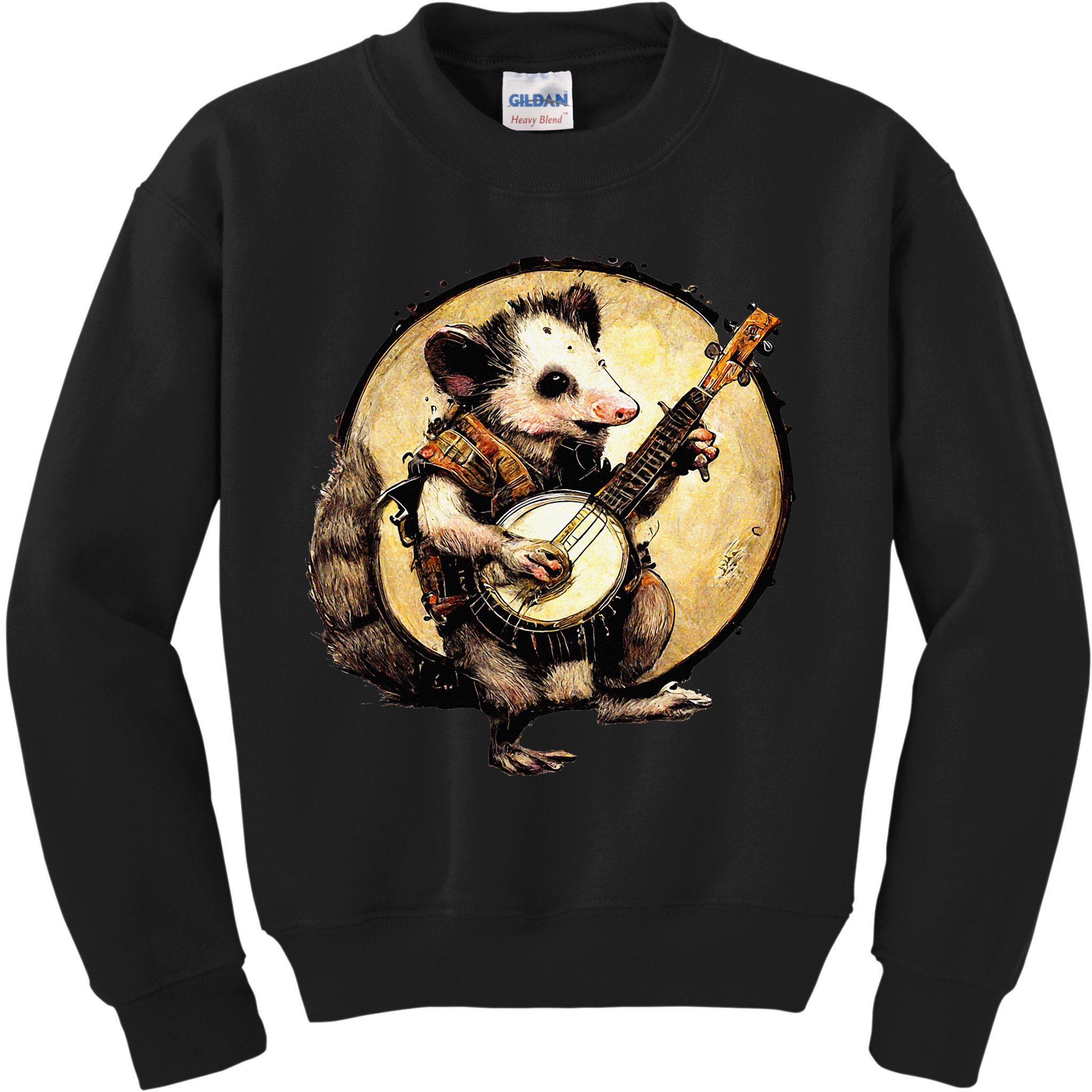 Cottagecore Aesthetic Opossum Playing Banjo Cottagecore Farm Kids Sweatshirt