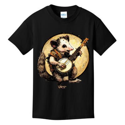 Cottagecore Aesthetic Opossum Playing Banjo Cottagecore Farm Kids T-Shirt