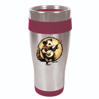 Cottagecore Aesthetic Opossum Playing Banjo Cottagecore Farm 16oz Travel Tumbler
