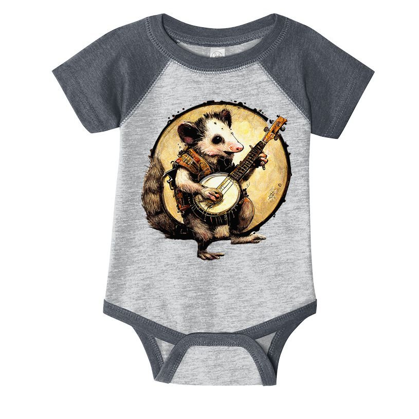 Cottagecore Aesthetic Opossum Playing Banjo Cottagecore Farm Infant Baby Jersey Bodysuit