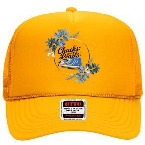 Chucks And Pearls For Ladies 2025 Flowers High Crown Mesh Back Trucker Hat