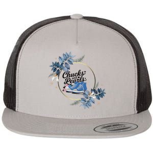 Chucks And Pearls For Ladies 2025 Flowers Flat Bill Trucker Hat