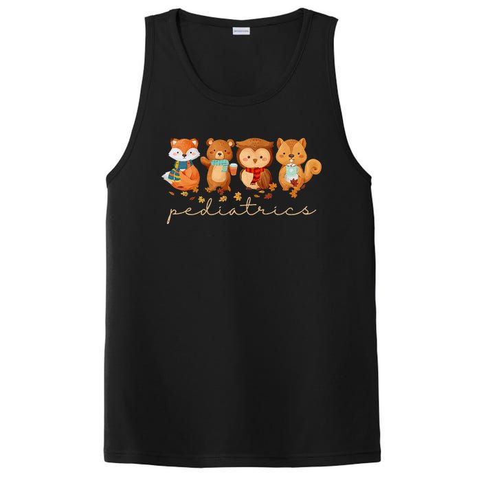 Cute Animals Pediatric Nurse Leaves Fall Thanksgiving Peds PosiCharge Competitor Tank