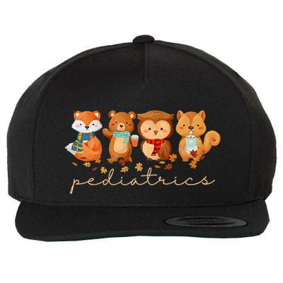 Cute Animals Pediatric Nurse Leaves Fall Thanksgiving Peds Wool Snapback Cap