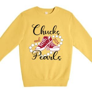 Chucks And Pearls Im With Her Kamala 2024 For President 47 Premium Crewneck Sweatshirt