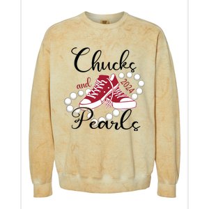 Chucks And Pearls Im With Her Kamala 2024 For President 47 Colorblast Crewneck Sweatshirt