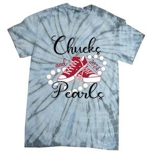 Chucks And Pearls Im With Her Kamala 2024 For President 47 Tie-Dye T-Shirt