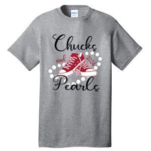 Chucks And Pearls Im With Her Kamala 2024 For President 47 Tall T-Shirt