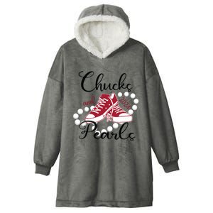 Chucks And Pearls Im With Her Kamala 2024 For President 47 Hooded Wearable Blanket