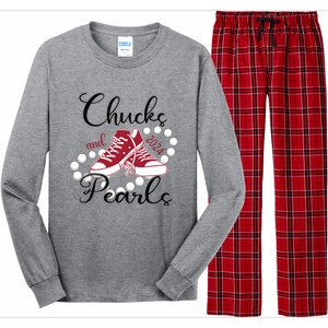 Chucks And Pearls Im With Her Kamala 2024 For President 47 Long Sleeve Pajama Set