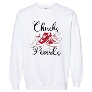 Chucks And Pearls Im With Her Kamala 2024 For President 47 Garment-Dyed Sweatshirt