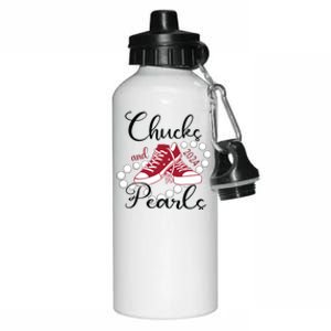 Chucks And Pearls Im With Her Kamala 2024 For President 47 Aluminum Water Bottle