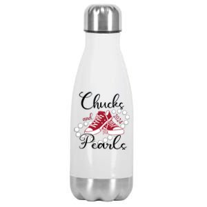 Chucks And Pearls Im With Her Kamala 2024 For President 47 Stainless Steel Insulated Water Bottle